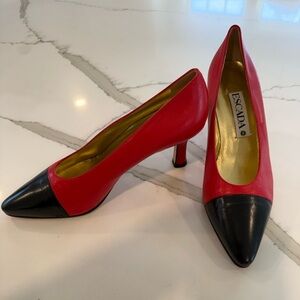 Escada Women's Red and Black Heels, size 10